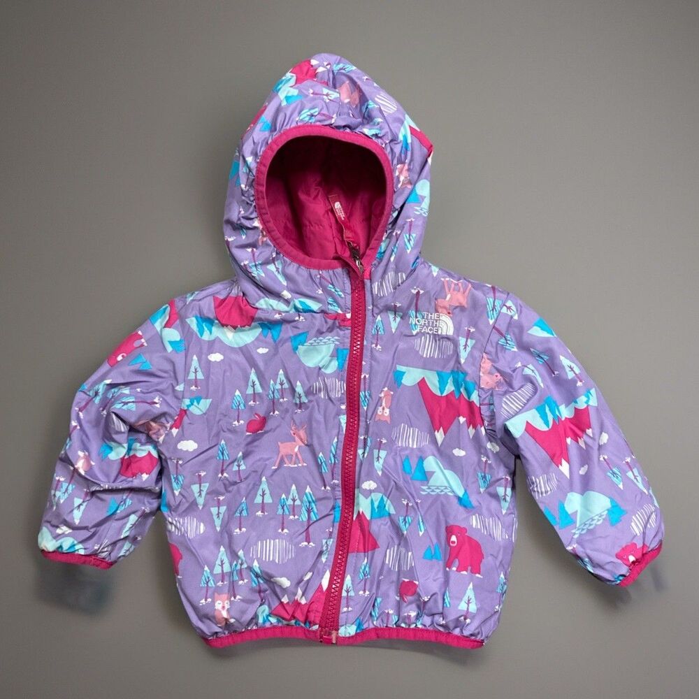 The North Face Reversible Jacket Pink Purple Winter Coat Girls Toddler 6-12 M